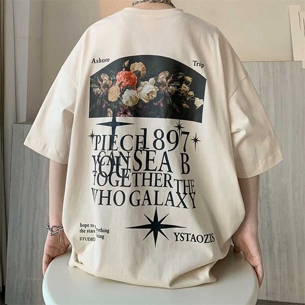 

36% off american short street men's summer fashion t-shirt oversize rose small neckline half sleeve, White;black