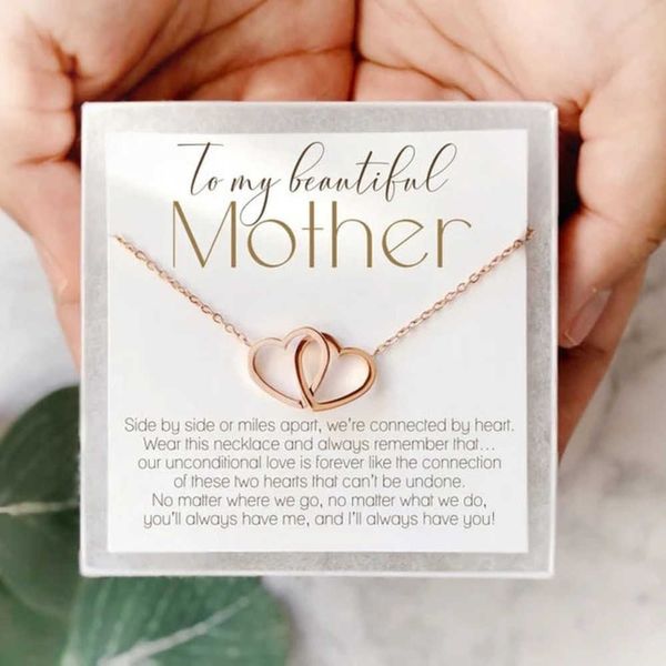 

pendant necklaces 316l stainless steel necklace exquisite heart to heart pendant necklace mother's day birthday gift jewelry w0421, Silver