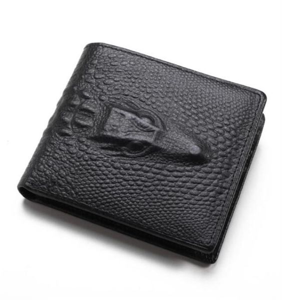 

fashion short bifold purse 3d crocodile skin black brown men genuine leather designer wallets229s2680572, Red;black