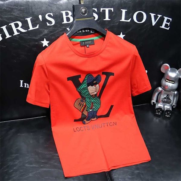 

26% off summer new fashion cartoon printing short men's round neck t-shirt youth shirt half sleeve, White;black