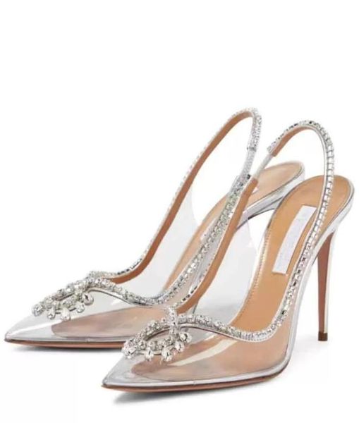 

luxury summer brands temptation sandals shoes women strappy spikes slingback lady pointed toe high heels wedding party weddin3386546, Black