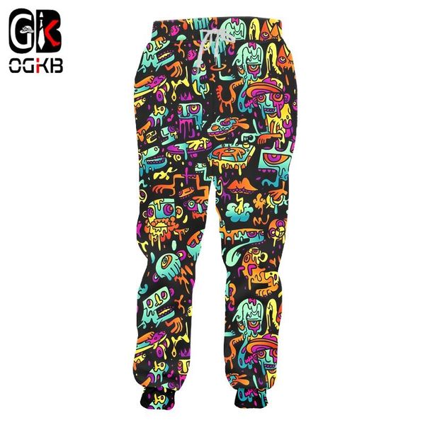 

pants ogkb mens jogger pants casuals 3d psychedelic graffiti printed men sports pants comfortable streetwear oversized 6xl streetwear, Black