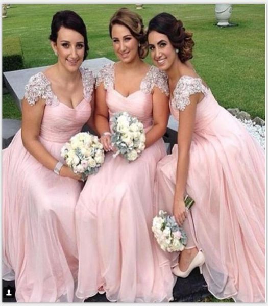 

shippping bridesmaid dresses aline long length chiffon wedding guest dress party bridesmaid gowns4880257, White;pink