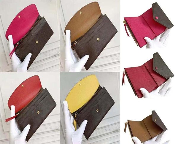 

brown frower print woman designers bags long short wallets purse women bag fashion wallet pu leather multicolor coins5398369, Red;black