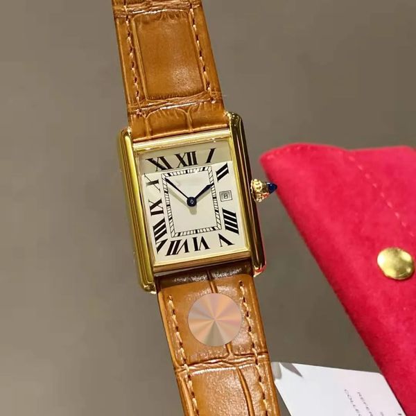 

women's quartz water tank women's luxury waterproof original watch aaa quality v3 women's 26mm belt high-quality watch, Slivery;golden