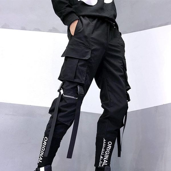 

pants new streetwear men's multi pockets harem cargo pants hip hop casual male track joggers trousers fashion harajuku men pants new, Black