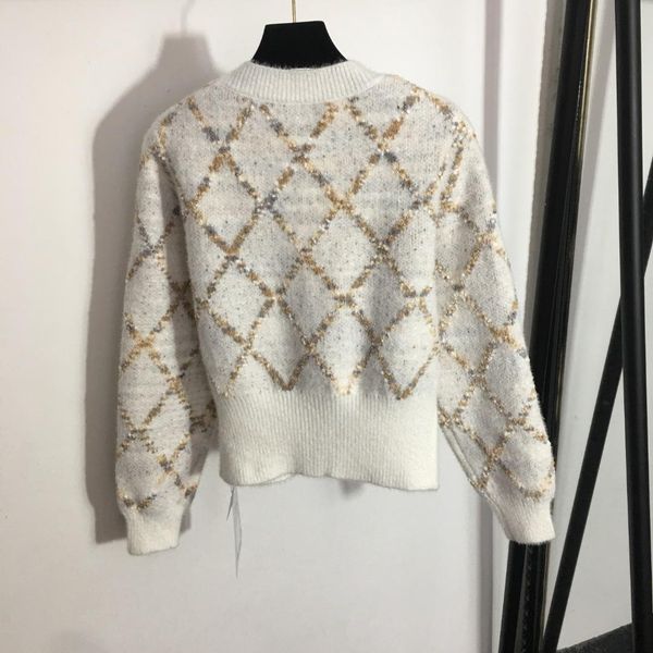 

sweaters luxury brand women v neck knit pearl cardigan original plaid design fashion long sleeves sweater high end famous white coat, White;black