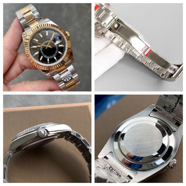 

High quality men's watch black dial automatic mechanical movement 42mm watch dual rotation function date sapphire waterproof Montre De Luxe watch, 12