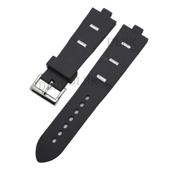 

watchband 22mm 24mm men women watch band black diving silicone rubber strap stainless steel silver pin buckle for diagono282h, Black;brown