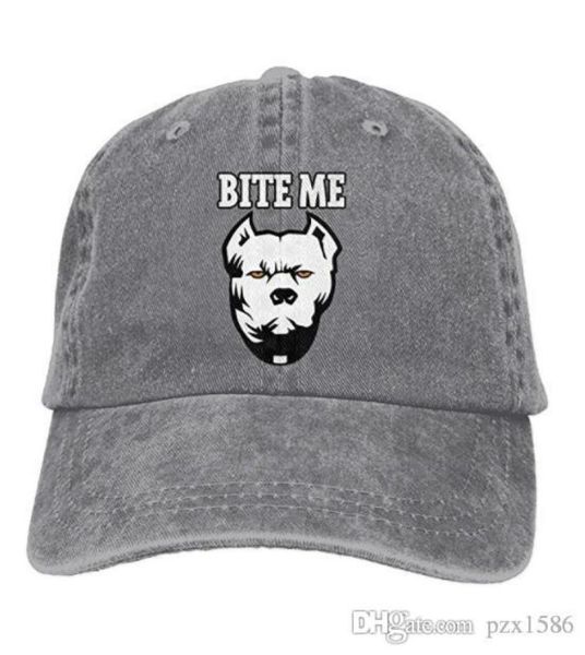 

pzx baseball cap for men and women bite me pitbull mens cotton adjustable jeans cap hat optional4483941, Blue;gray