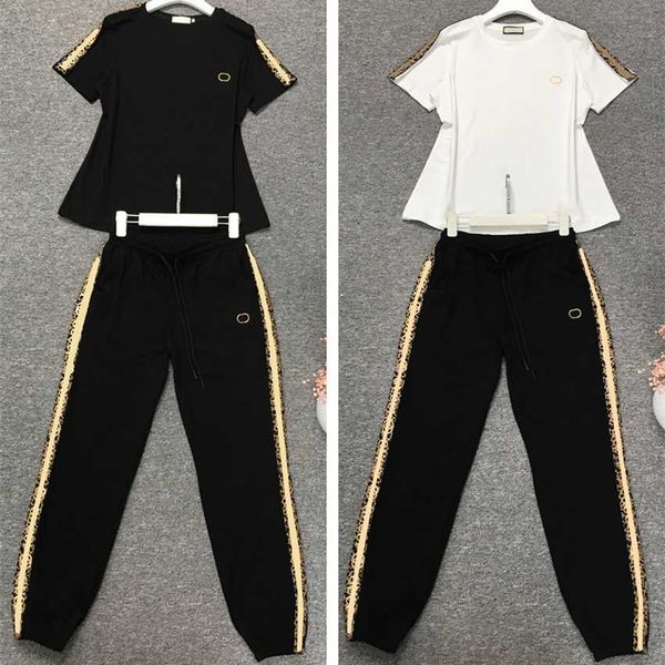 

leisure pure cotton sports for women new summer fashion and age reducing two-piece set large size european trend, White
