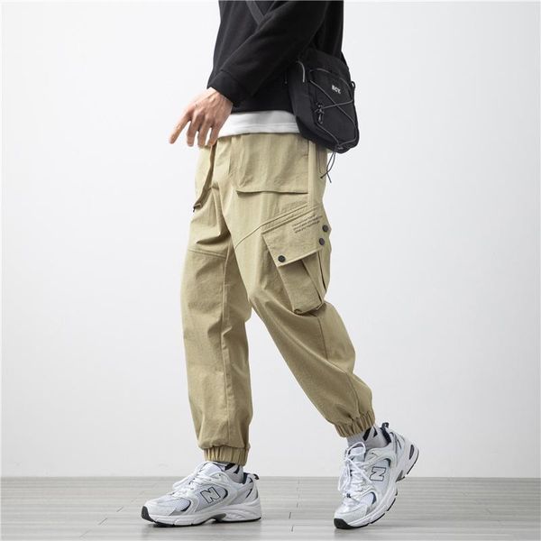 

pants summer men hip hop multiple pockets cargo pants male casual harem trousers streetwear casual straight long baggy pants, Black