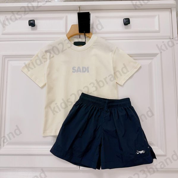 

2023 kids sports sets designer embroidery t-shirts sets brand children t shirts with shorts two pieces sets summer fashion t shirts beach sh, White