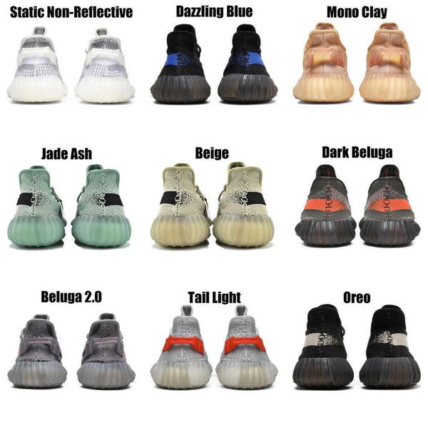 

2023 yeezzys women mens running shoes bone dazzling mono beluga reflective mx oat rock blue black static reflective jogging walking trainers
