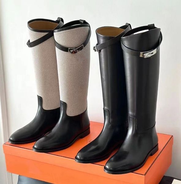

Designer Women Knee boots New buckle Half Boots Knee-length belt buckle knee-length skinny knight boot lady Black Slimming leather Knee Boots, Multi