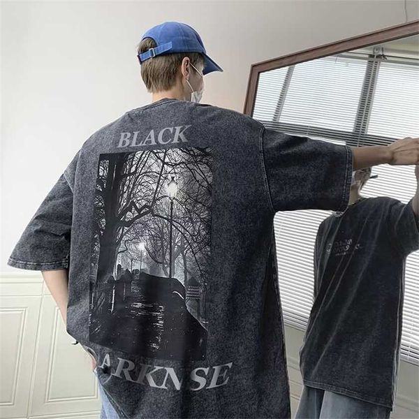 

26% off trendy short t-shirt for men's summer street wash loose fashion half sleeve american style, White;black