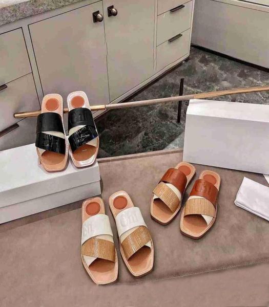 

women pattern lace sandals slippers fahsion summer ladies leather slides shoes flip flops loafers r luxurys flat beach 9709409, Black