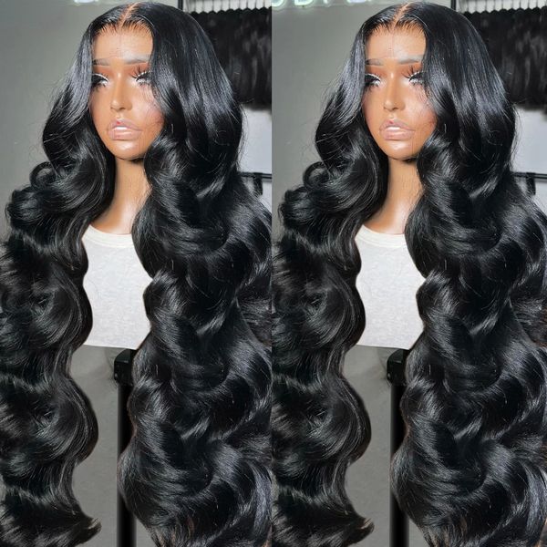 

30 40 Inch 13x4 Body Wave Lace Front Human Hair Wigs 250% Brazilian Water Wave 360 HD Transparen Synthetic Black Lace Frontal Wig for Women, Lace front wig