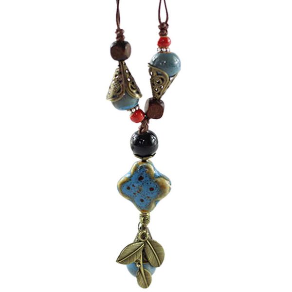 

pendant necklaces retro ethnic style beautiful ceramic beads sweater chain necklace n300 w0421, Silver