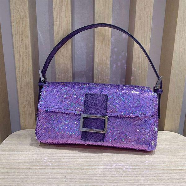 

sequin armpit handbag shoulder bag women crossbody bags oblique stripe gradient pattern detachable handle wide shoulders strap har279l