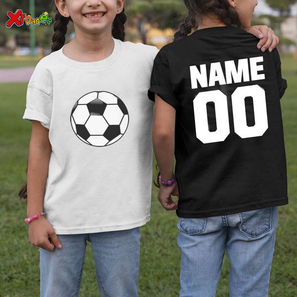 

t-shirts kids tshirt football boys girls birthday t shirt custom name number cotton children's clothing tee clothes baby boy 230422, Blue