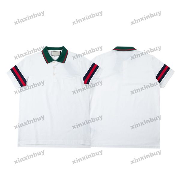 

xinxinbuy men designer tee t shirt 23ss panelled stripe letter printing jacquard fabric short sleeve cotton women black blue s-2xl, Black;brown