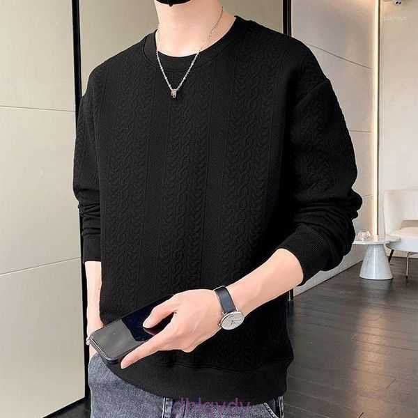 

hoodies men's sweater long men's sleeve t shirt spring and autumn trend loose handsome round neck balck white pullover mens clothi, Black