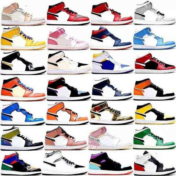 

new basketball shoes 1 men women 1s sneakers mid chicago sports banned obsidian turf ge to my first coach lakers sanded purple grey camo