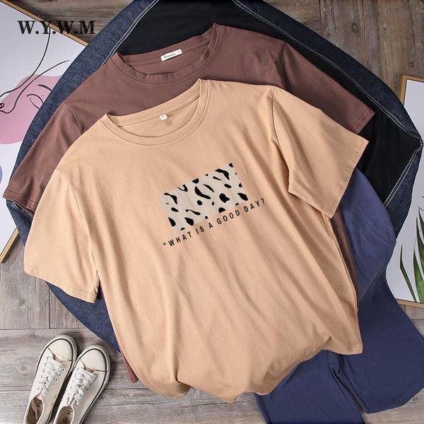 

t-shirt wywm classic leopard printed t shirt women 2021 summer short sleeve harajuku tshirt loose graphic oneck cusual female, White