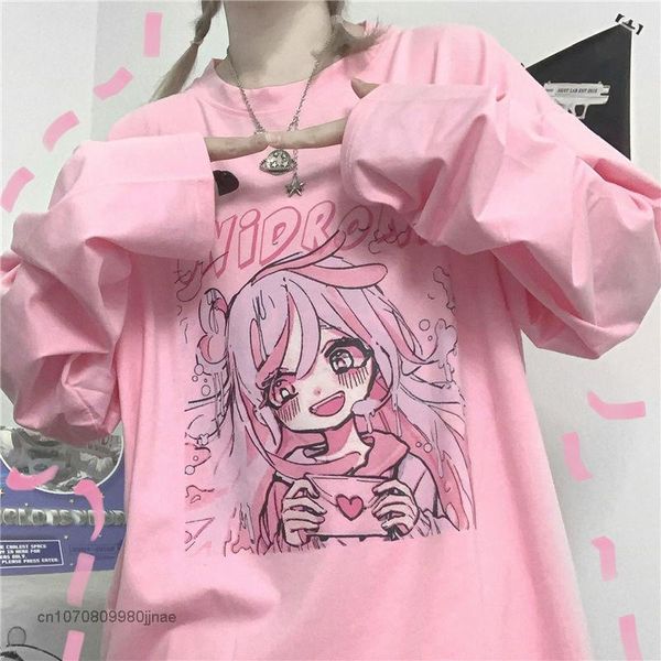 

t-shirt 2022 autumn japanese college style clothes sweet girl manga print oversized tshirt for women soft y2k clothes fashion shirt, White