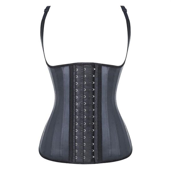 

women's shapers body shaper 25 steel bones latex vest waist trainer slimming underwear bodsuit belt modeling strap303l, Black;white