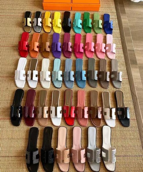 

designer women slippers h brand sandals real leather solid beach slides lychee skin metallic silver lime royal dark grey khaki mar7246082, Black