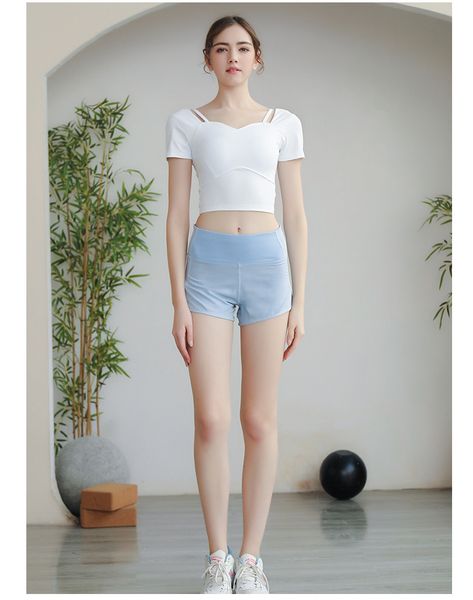 

designer women's active shorts lu home label sun-proof yoga shorts high waist anti-walking running fitness original yoga pants