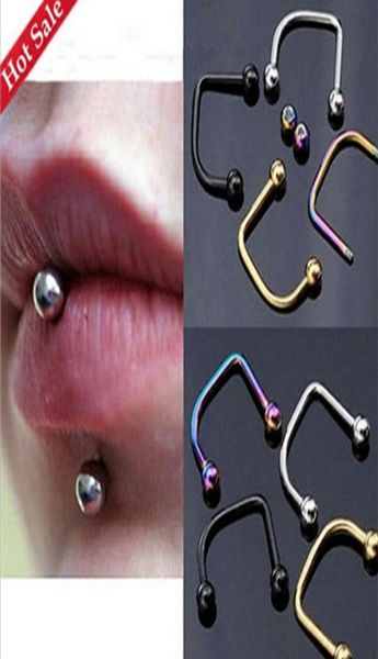 

100pcs surgical steel lip labret rings bar body jewelry piercing labret rings 16g three colors6364009, Black