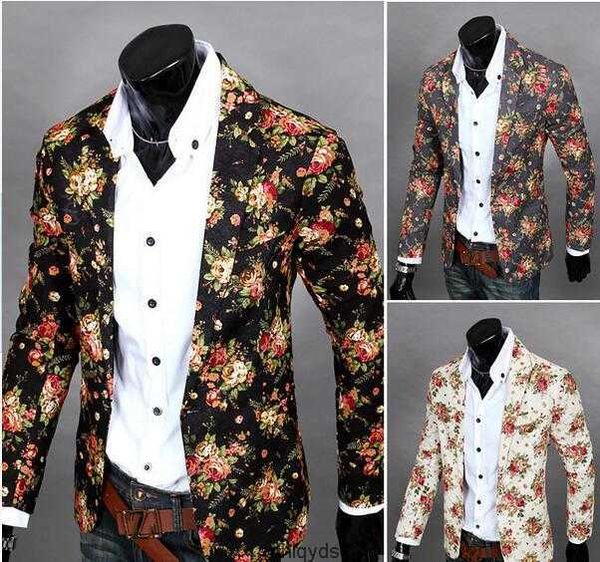 

floral blazers for men personalize lapel neck slim single button men shiny suit blazer cotton casual party men suits j16043839yn, White;black