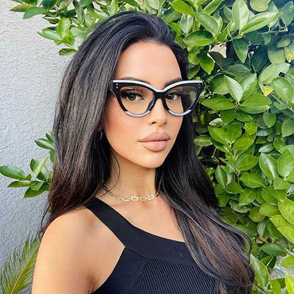 

fashion anti blue cat eye flat glasses computer glare uv frame, Black