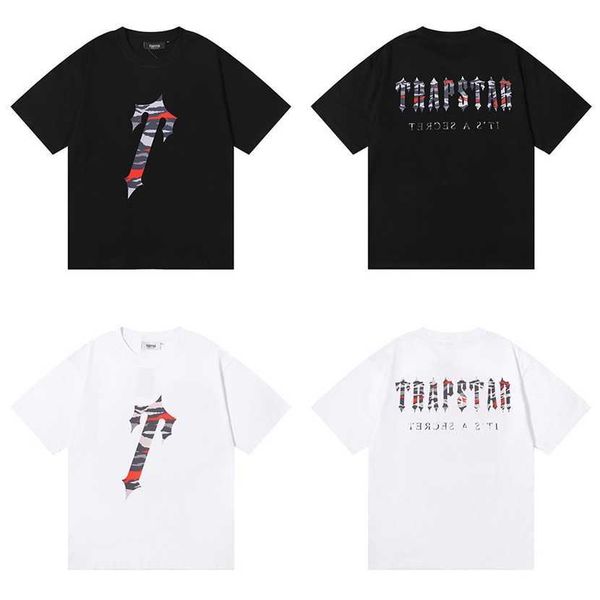 

26% off clothing designer quality trendy trapstar design colorful camo print short t-shirt for men and women street half sleeve, White;black