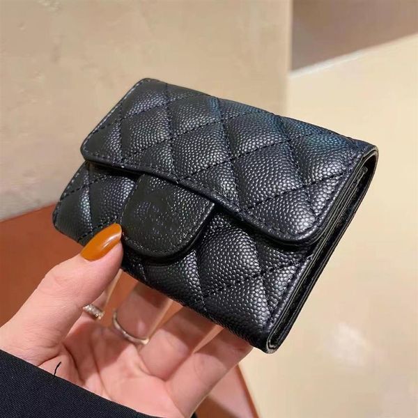 

caviar mini coin purses wallets for womens mens classic luxurys short card holder real leather designer bag215i, Red;black