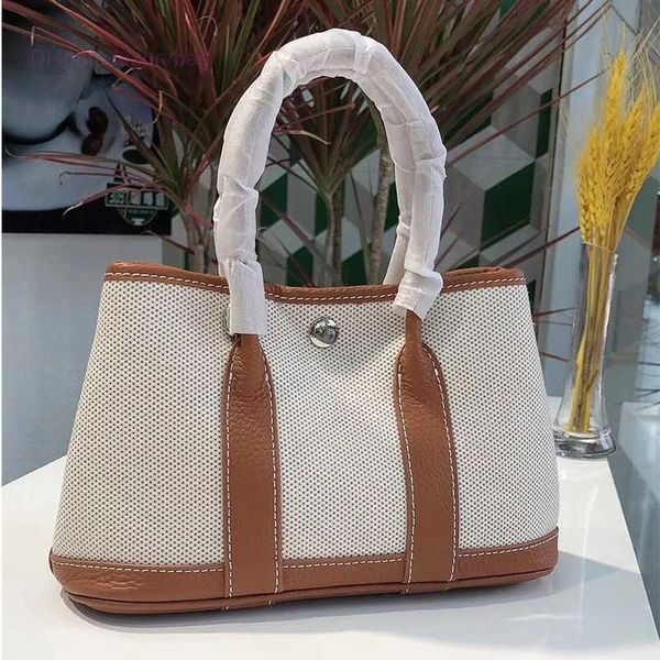 

designer herbag garden party evening 2023 spring new layer cowhide colored canvas garden large capacity handheld women's bag 529s