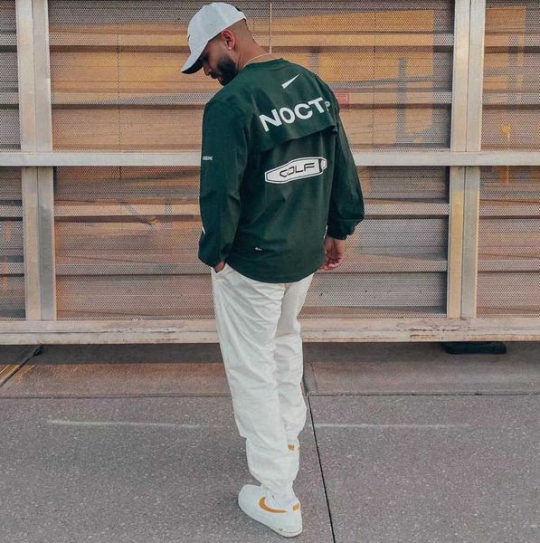 

mens hoodies us version nocta golf co branded draw breathable quick drying leisure sports t-shirt long sleeve round neck summer advanced des, Black