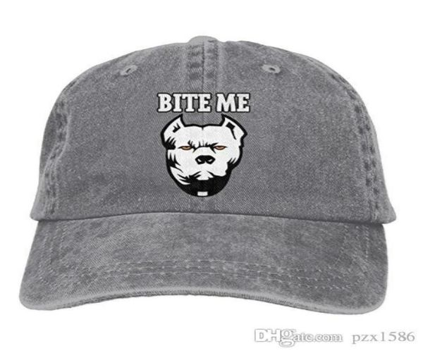 

pzx baseball cap for men and women bite me pitbull mens cotton adjustable jeans cap hat optional7399783, Blue;gray