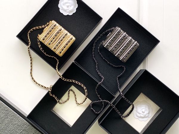 

r bag 22k new dinner bag handbag mini chain one shoulder crossbody bag fashion trend genuine leather diamond set women's bag