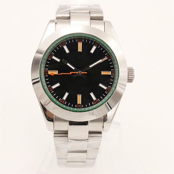

yz factory automatic 2813 movement 39mm men watch watches 316l stainless steel bracelet black dial green inner mens 116400 wristwa247x, Slivery;brown
