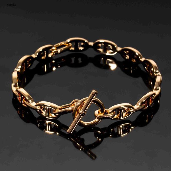 

hermm designer bracelet fashionable japanese style buckle pig nose ot small full of diamonds without diamond plated rose gold color men and, Black