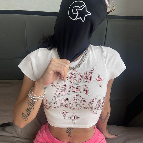 

women s t shirt gothic streetwear white crop vintage leisure gruge t shirt y2k clothing punk slim fit girl baby 230421
