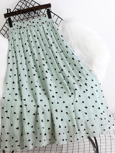 

dresses beiyingni summer kawaii aline skirt women heart printed new fashion high waist midcalf skirts slim casual cute black faldas, White;black