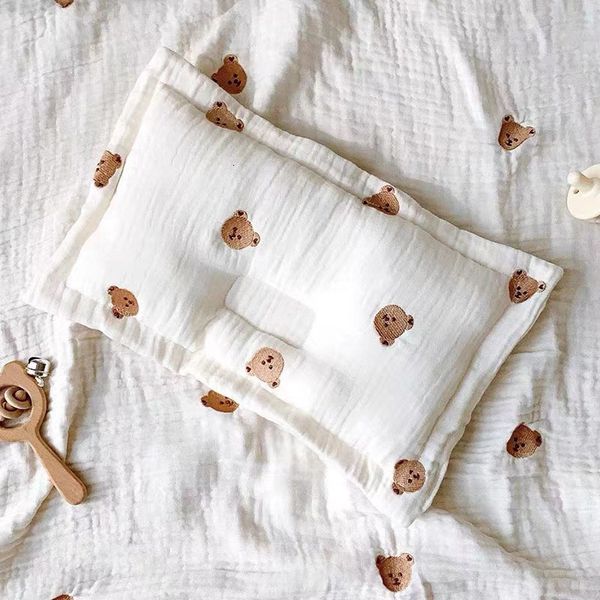 

pillows cartoon bear baby pillow for born stuff kids bedding anti roll sleeping pillows cushion neck head breathable infant pillow 230422