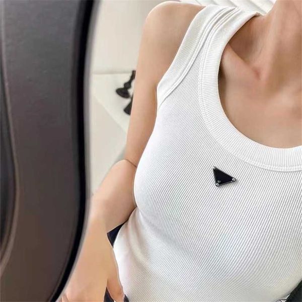 

26% off clothing designer quality the correct version of family's spring/summer new knitted rib tank with triangle mark on the chest sl, White