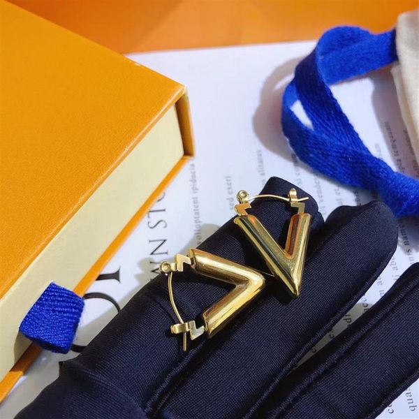 

luxury letter ear stud women hoop earrings designers gold silver plated geometric earring for wedding party jewerlry accessories2246, Golden;silver