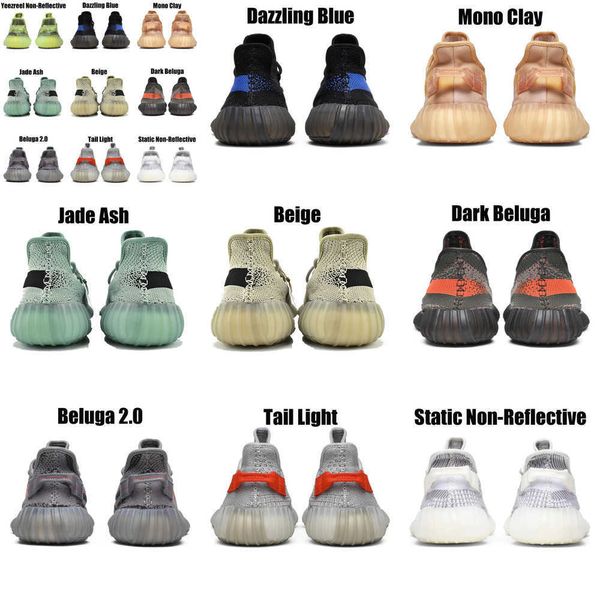 

2023 yeezzys women mens running shoes bone dazzling mono beluga reflective mx oat rock blue black static reflective jogging walking trainers